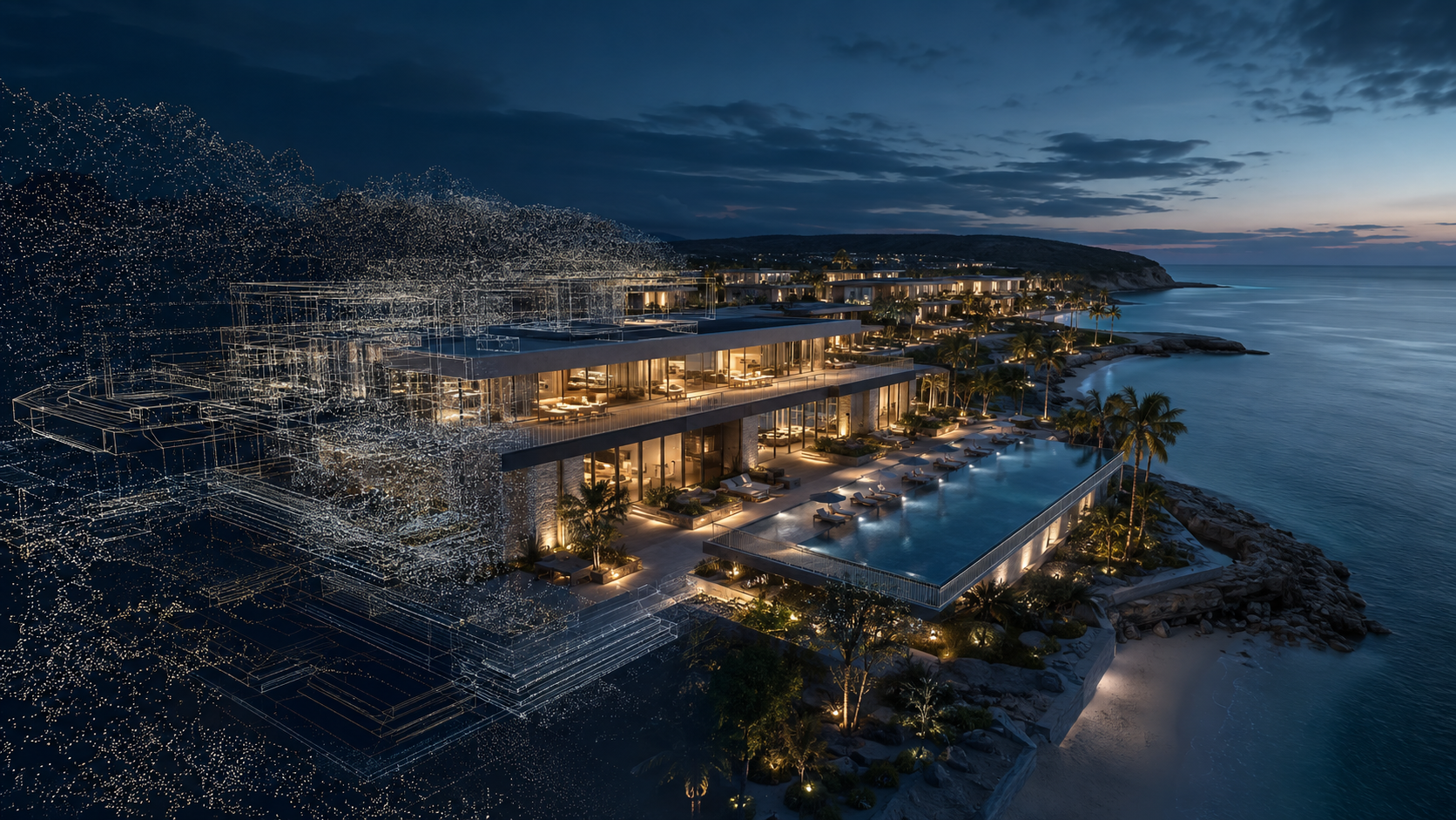 Concept visualization of a luxury resort becoming a spatial digital twin